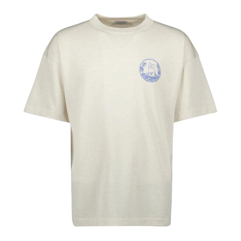 Dior Men's Beige T-Shirts, M, Knit T-Shirt With Embroidered Logo