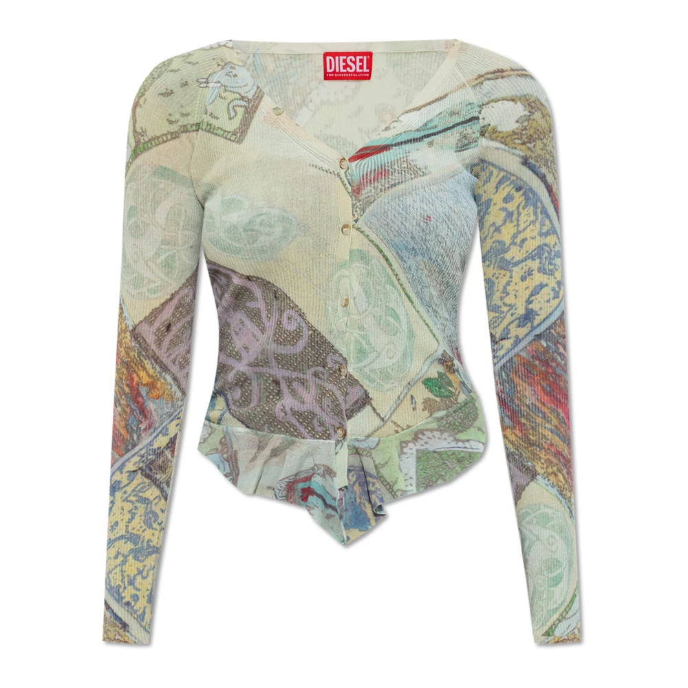 Diesel Kvinno Multicolor Stickade Tröjor Dam, M, Cardigan M-Fiorina