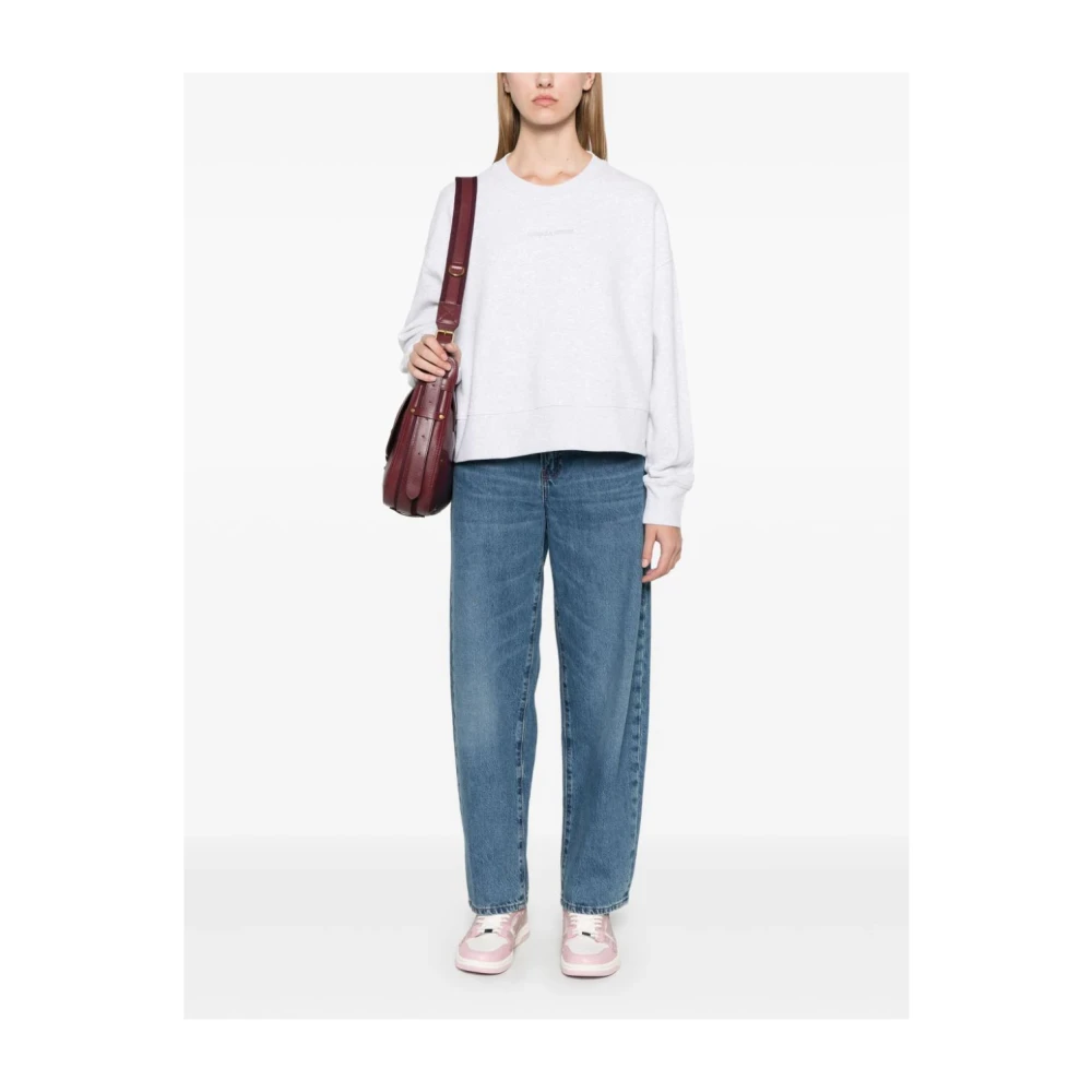 Canada Goose Grijze Crewneck Sweatshirt Met Rubberen Logo Gray Dames
