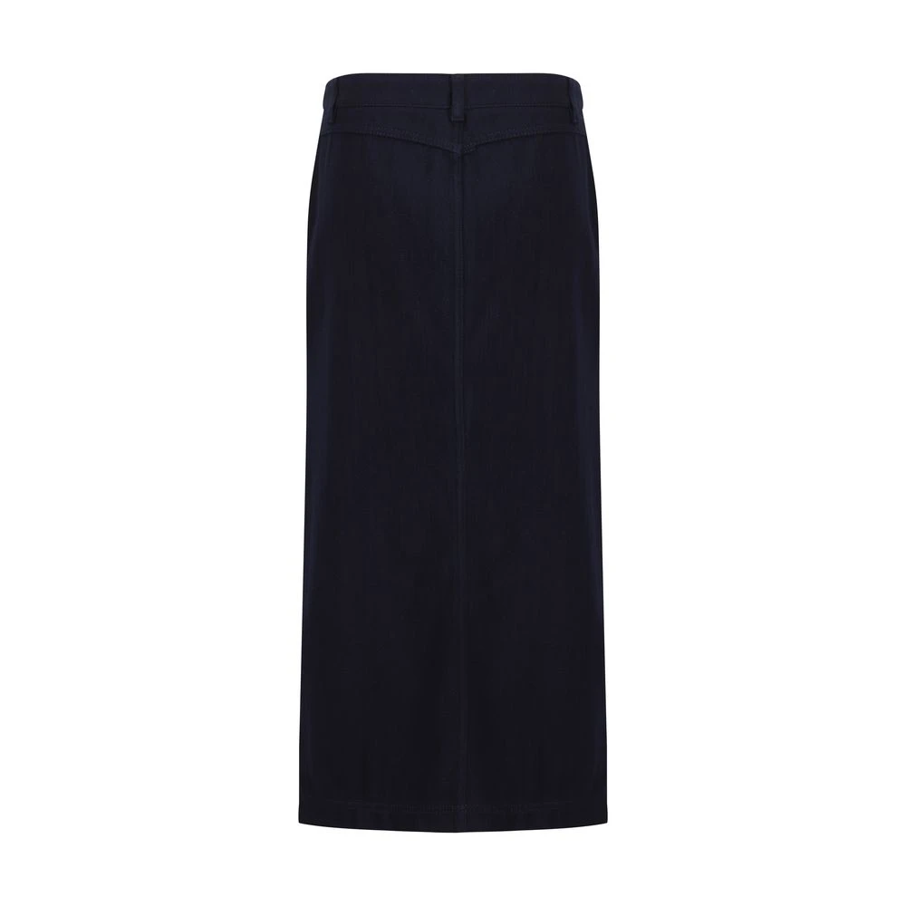 Giorgio Armani Blauwe Katoenen Midi Rok met Voorrits Blue Dames
