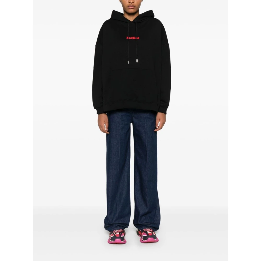 Gcds Zwarte Geborduurde Hoodie Black Heren