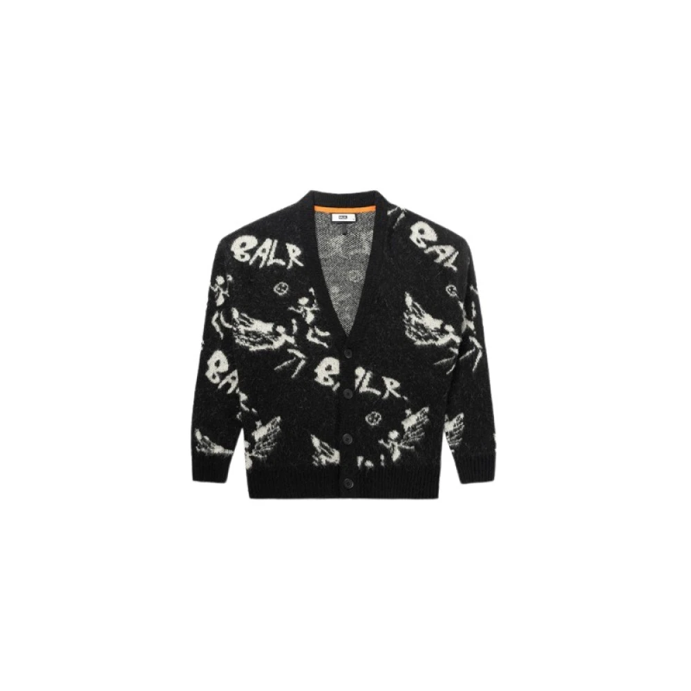 Balr. Grafische Jacquard Cardigan in Zwart & Wit Black Heren