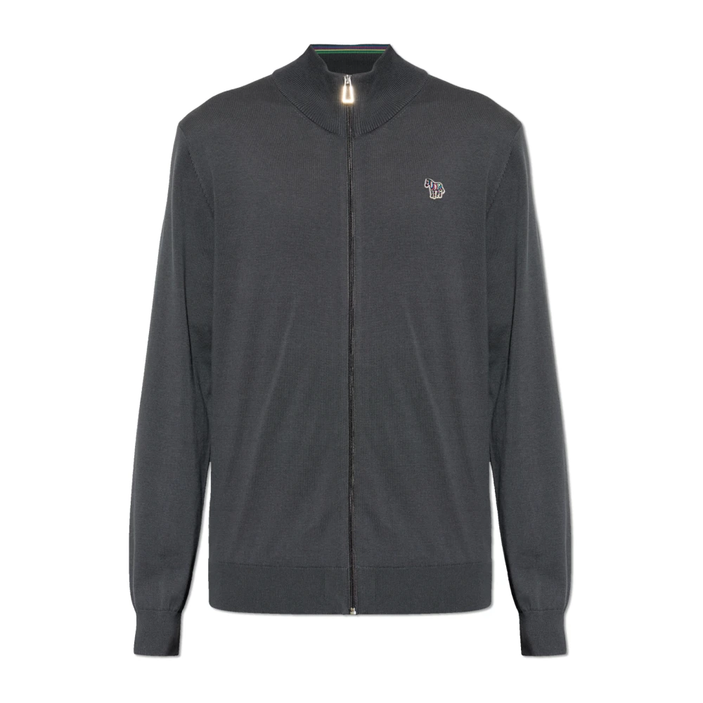 Ps By Paul Smith Uomo Grigio - Cardigan Con Patch Logo - Knitwear - 2XL