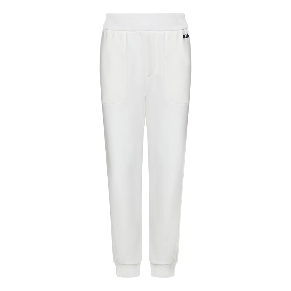 Ermenegildo Zegna Witte Geribbelde Broek met Logo Borduursel White Heren