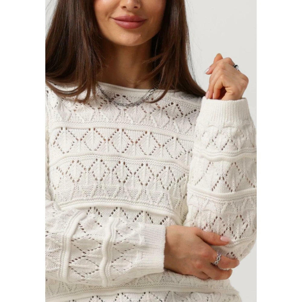 Object Witte Gebreide Pullover Trui White Dames