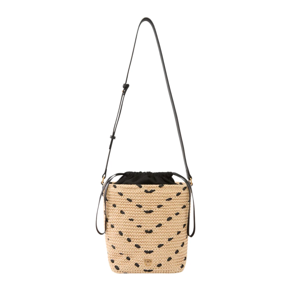 Pinko Women's Yellow Bucket Mini Chevron Rafia - Bucket Bags - One Size - Bags