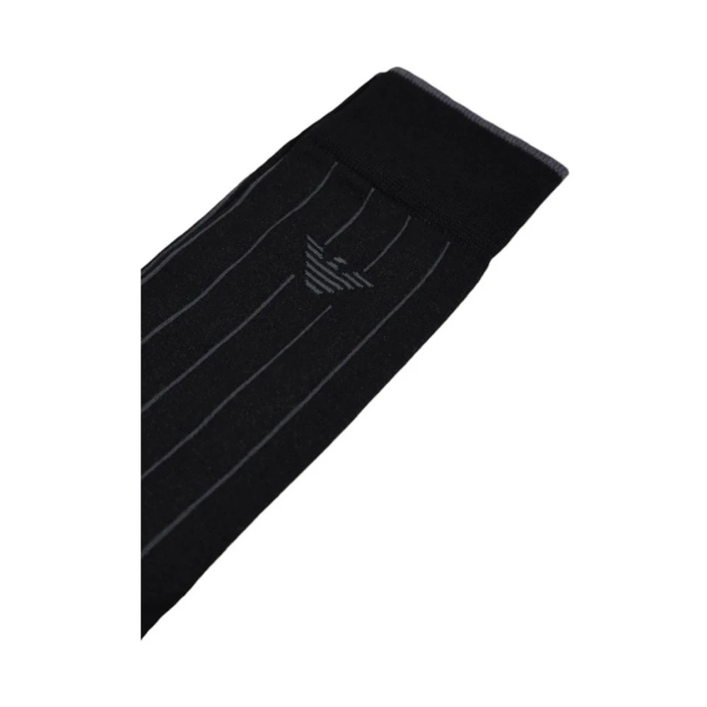 Emporio Armani Zwarte Katoenen Pinstripe Sok Black Heren