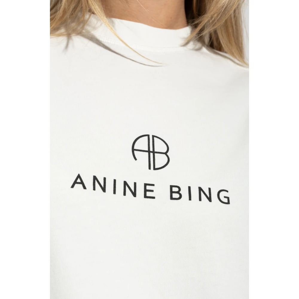 Anine Bing Jaylin Tee Monogram Beige Dames