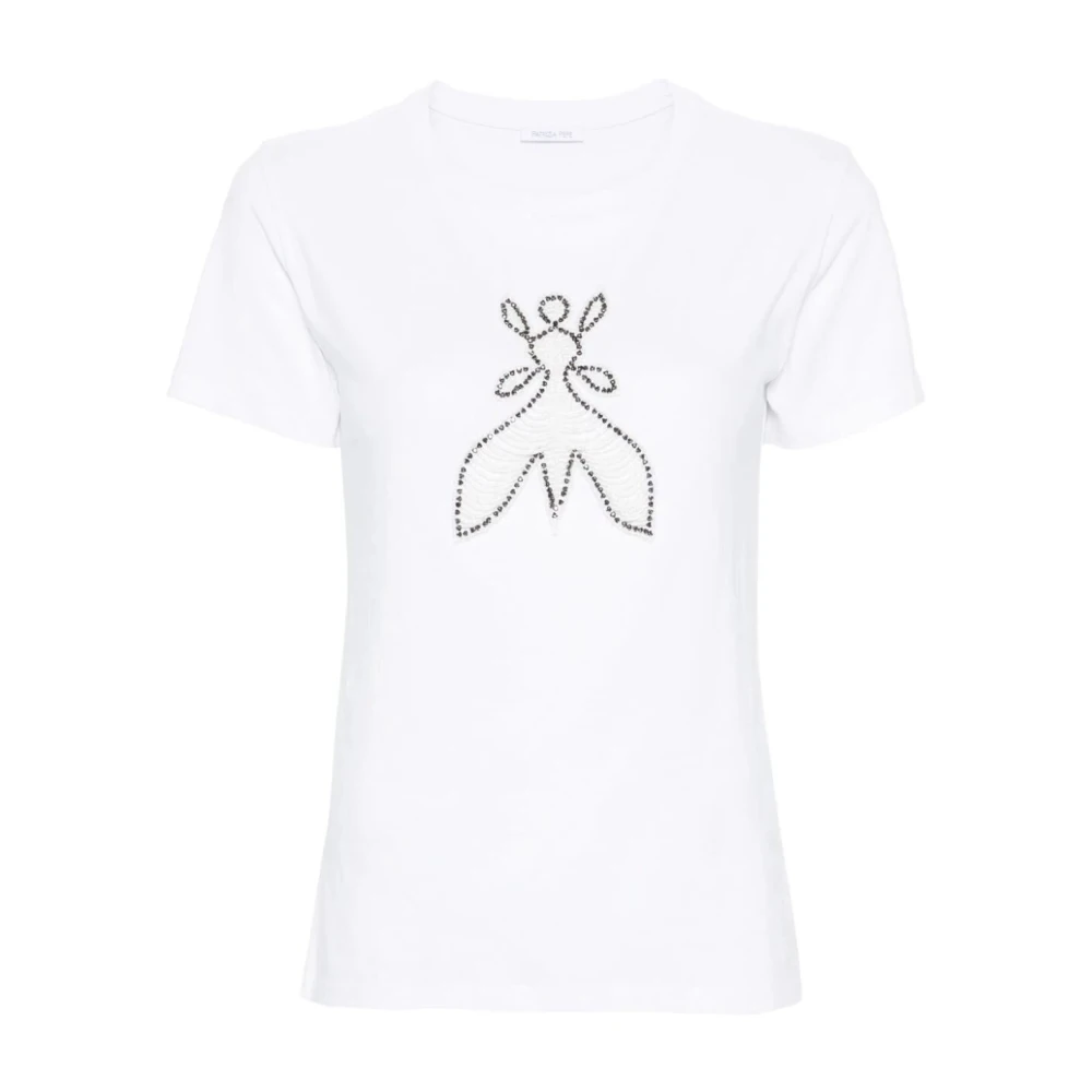 PATRIZIA PEPE Witte T-shirts en Polos met MM Logo White Dames