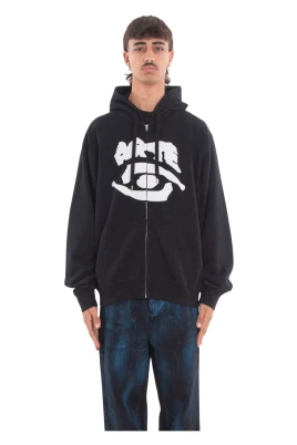 Eye Front Print Zip Hoodie
