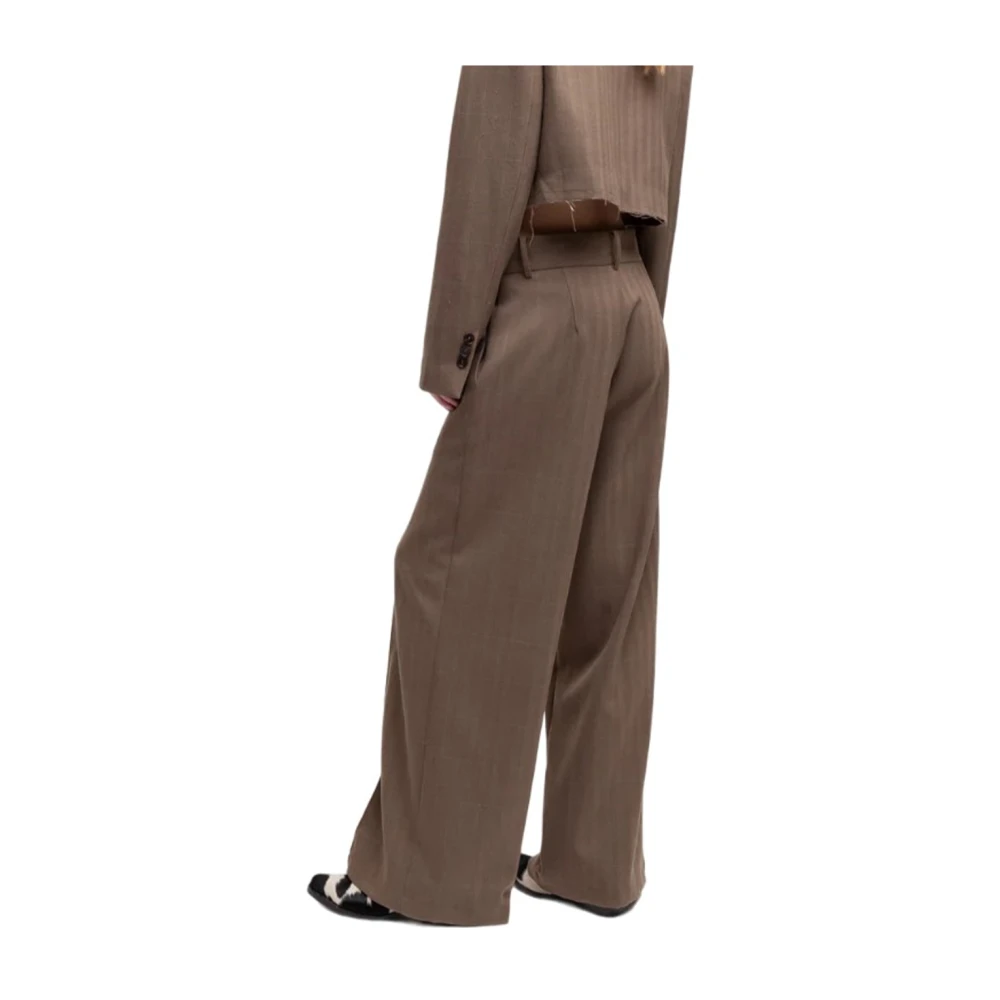 Weili Zheng Wijde Casual Broek met Piping Beige Dames
