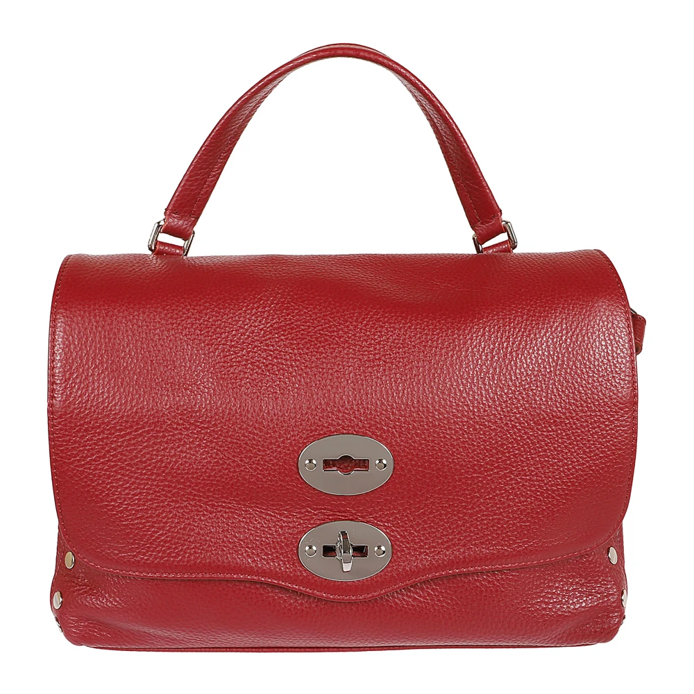 Zanellato Klassieke leren schoudertas zwart Red Dames