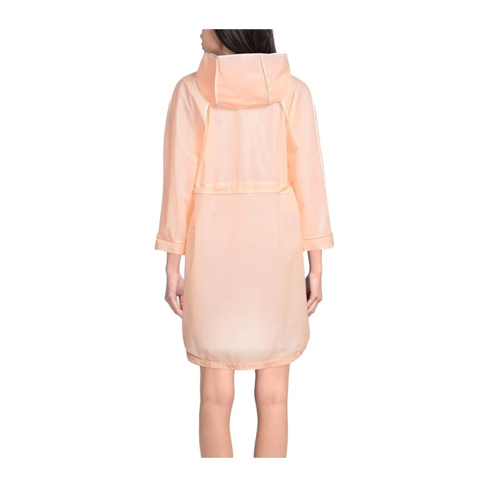 Elisabetta Franchi Waterdichte Lange Jas met Elastische Taille Pink Dames