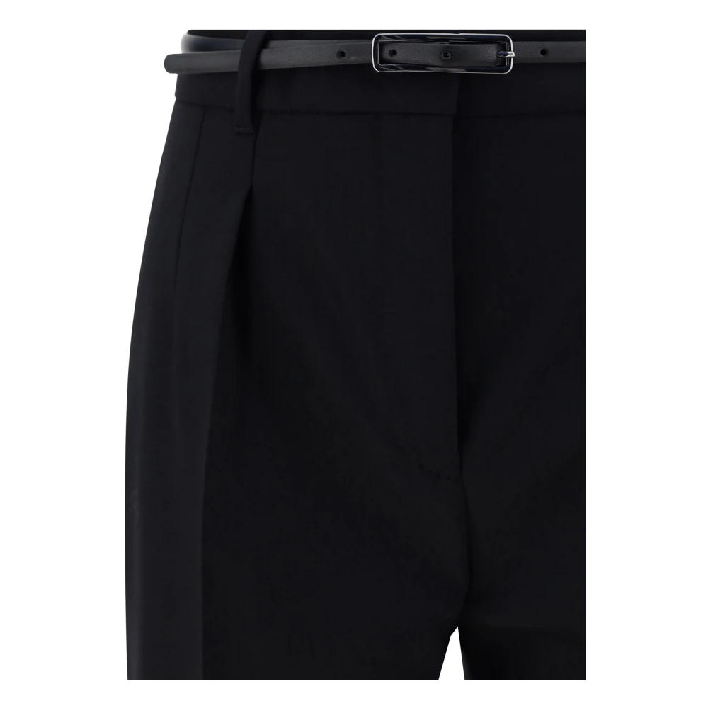 Max Mara Studio Zwarte Wollen Broek Prosit Regular Fit Black Dames