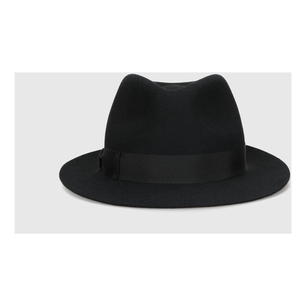 Borsalino Geborstelde Vilt Fedora Hoed Black Dames