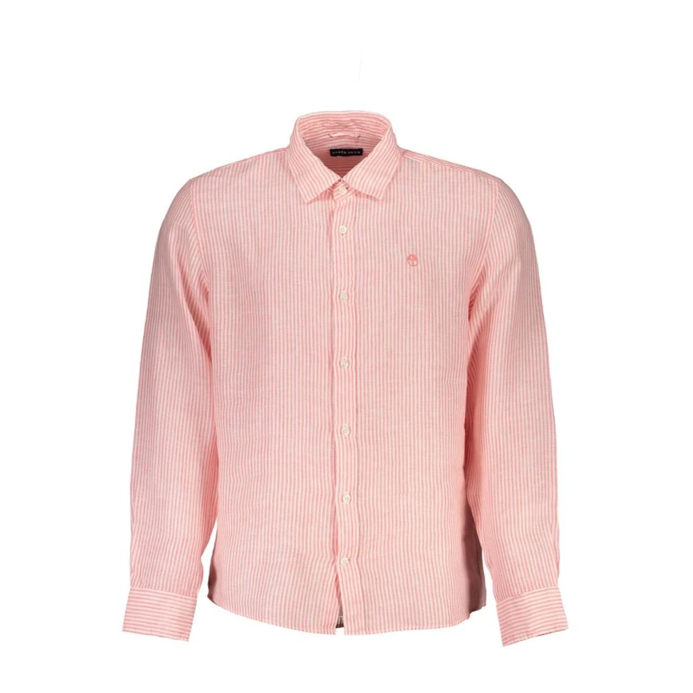 North Sails Casual Linnen Overhemd voor Mannen Pink Heren