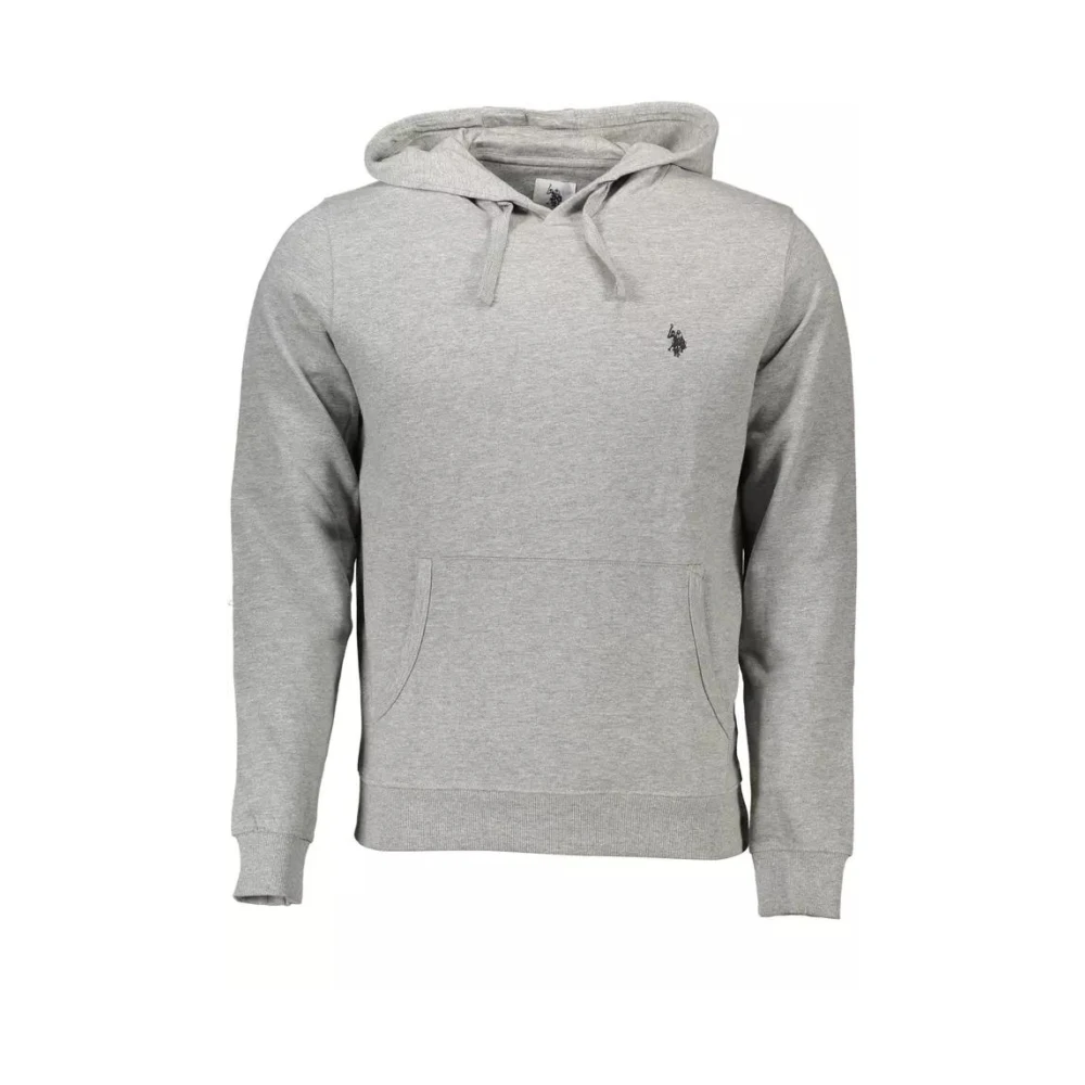 U.s. Polo Assn. Men's Gray Hooded Sweatshirt With Logo