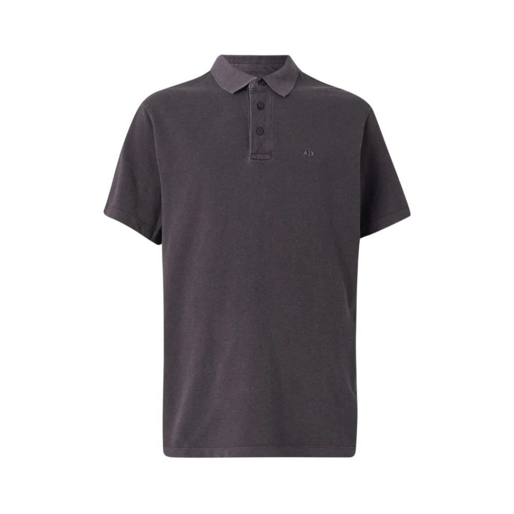 Armani Exchange Men's Gray Polo Shirts, M, Blue Short Sleeve Polo Shirt