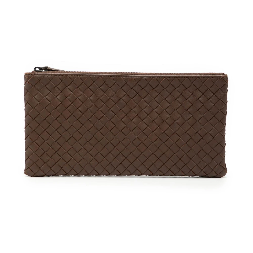 Bottega Veneta Vintage Women's Brown Pre-Owned Woven Leather Pouch