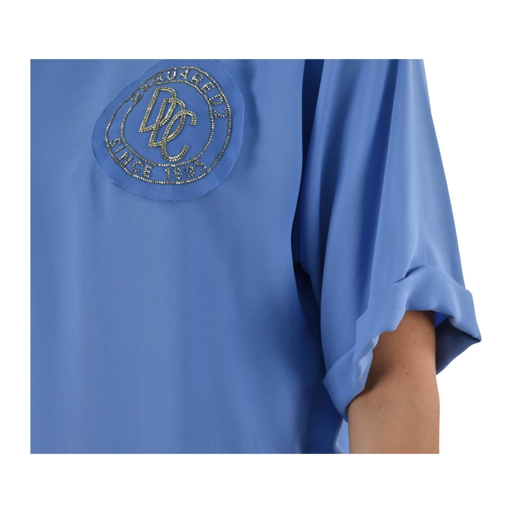 Dsquared2 Blauw Zijden Logo T-Shirt Mod.S75NC0347S41339083 Blue Dames