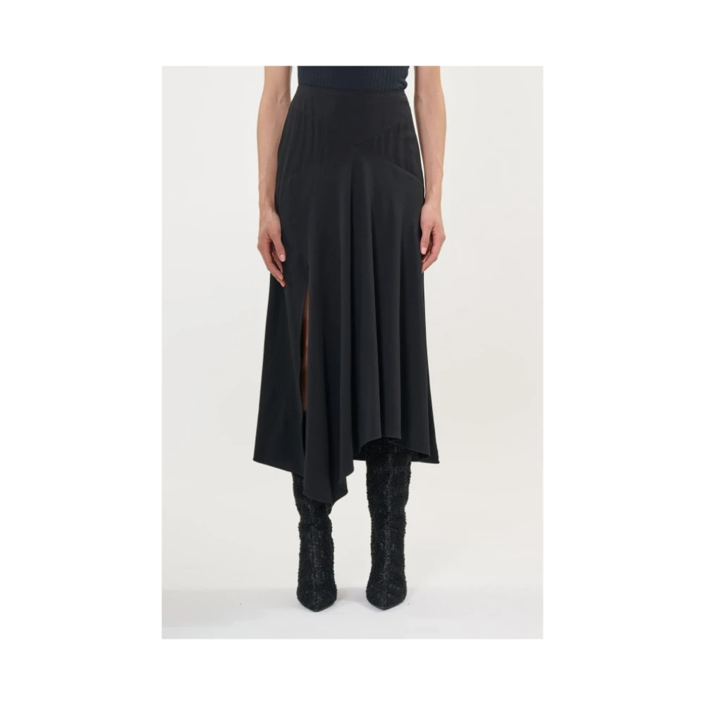 IRO Zwarte Midi Rok met Asymmetrische Zoom Black Dames