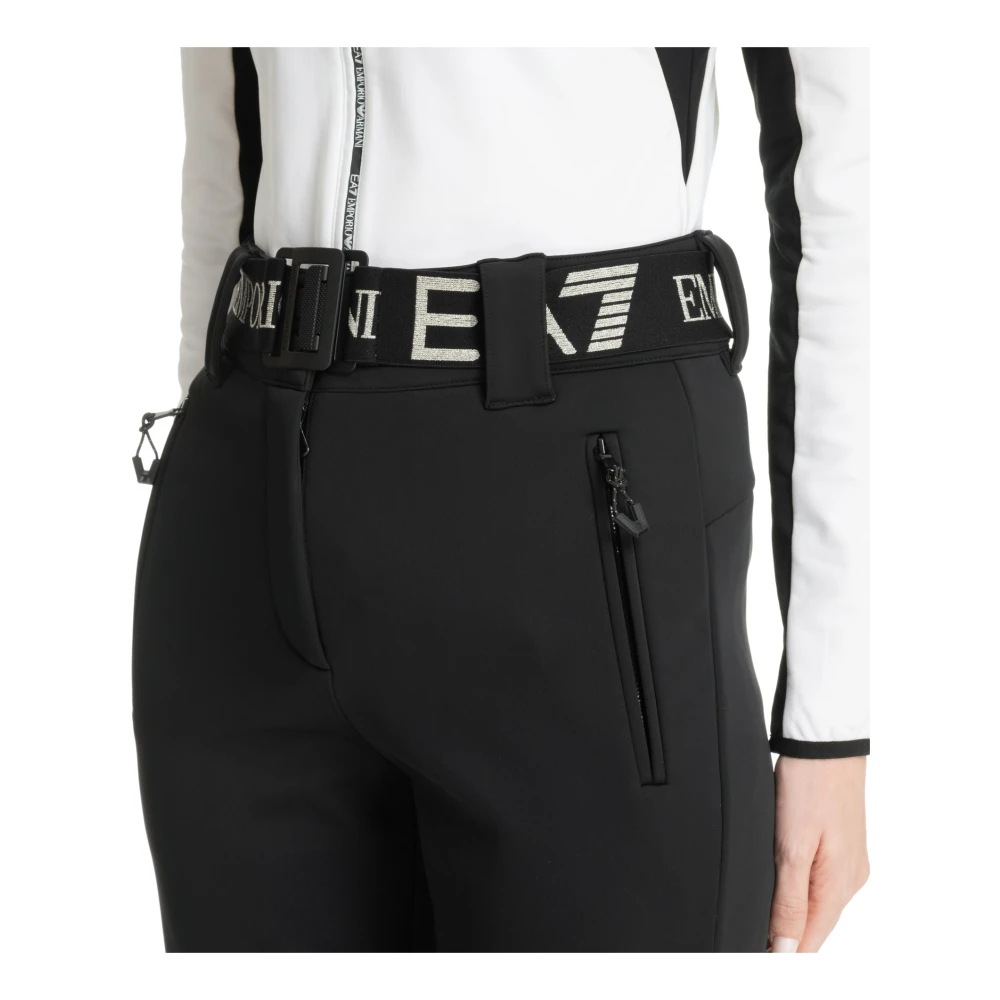 Emporio Armani EA7 Mid Waist Ski Broeken met Drukknopen Black Dames