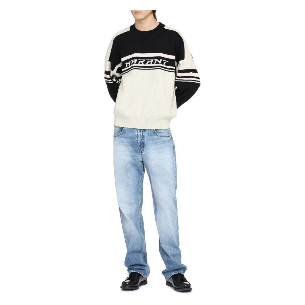 Isabel marant Gestreepte Crew-Neck Sweater Beige Heren