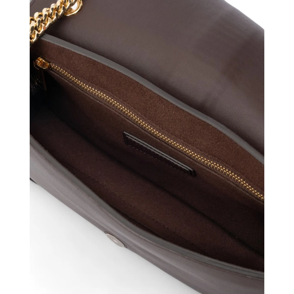 Orciani Leren schoudertas met kettingriem Brown Dames