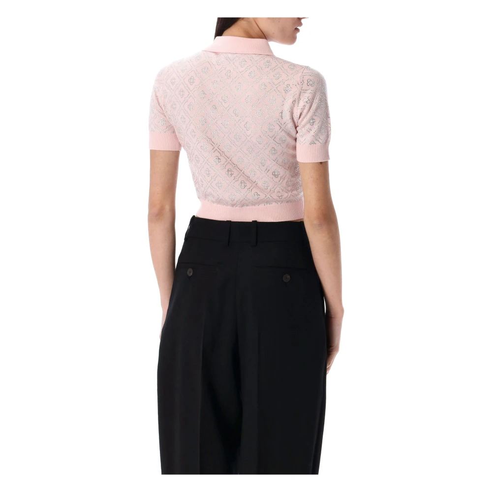 Casablanca Kristal Monogram Polo Shirt Pink Dames