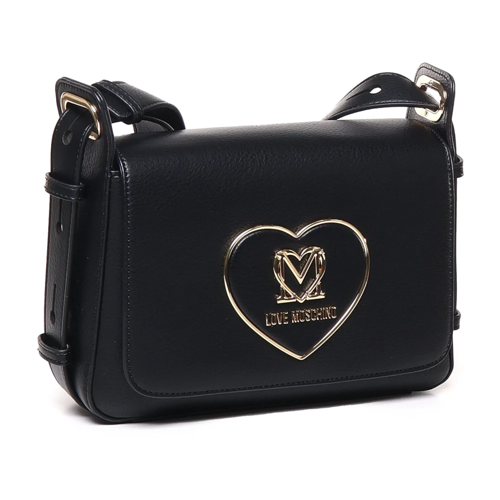 Love Moschino Zwarte Schoudertas met Klep Sluiting Black Dames