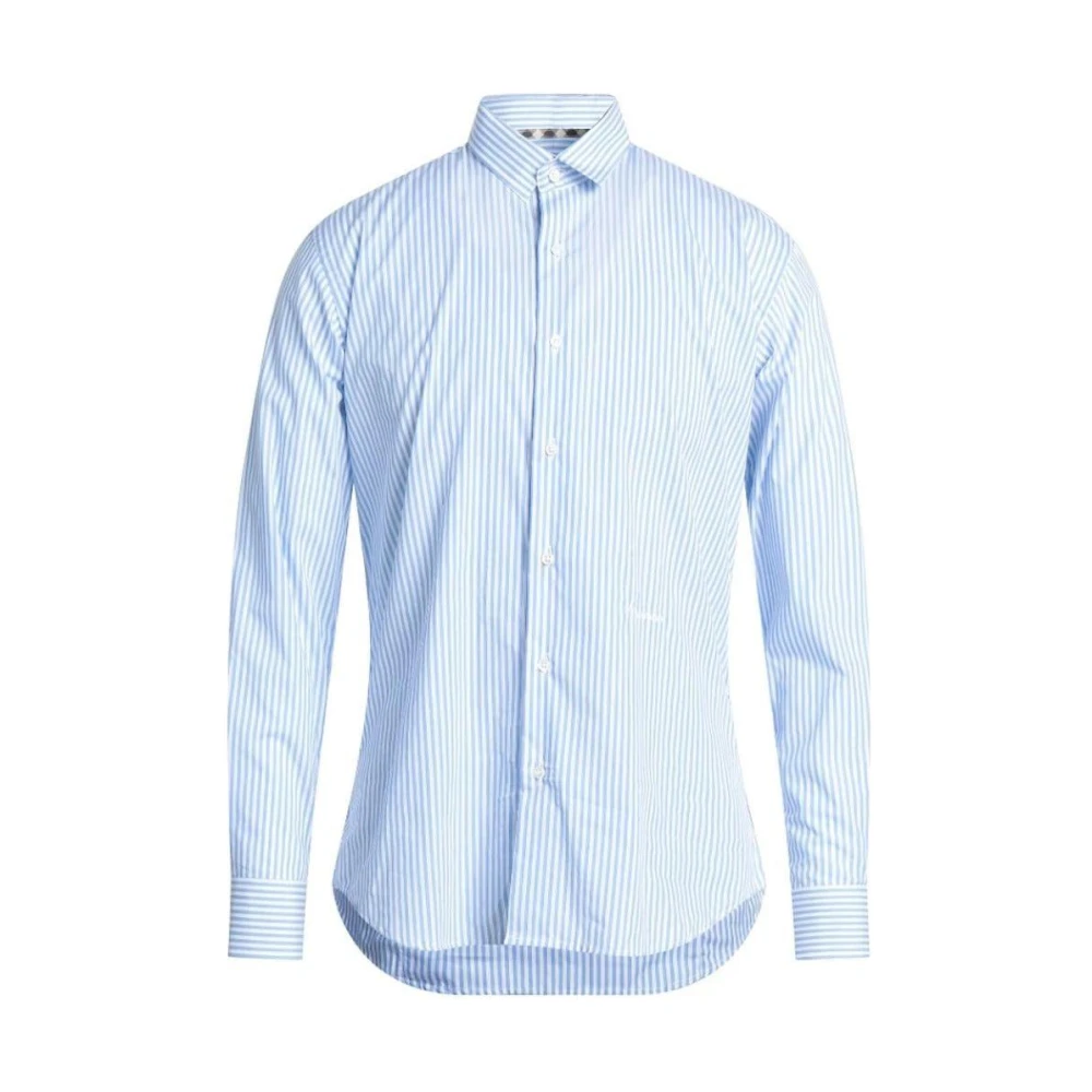 Aquascutum Blauw Gestreept Katoenen Overhemd Regular Fit Blue Heren