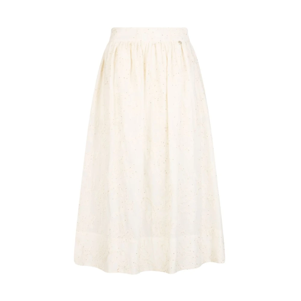 Liu Jo , Midi Skirts, Female, Beige, Xl, Midi Skirt With Embroidery