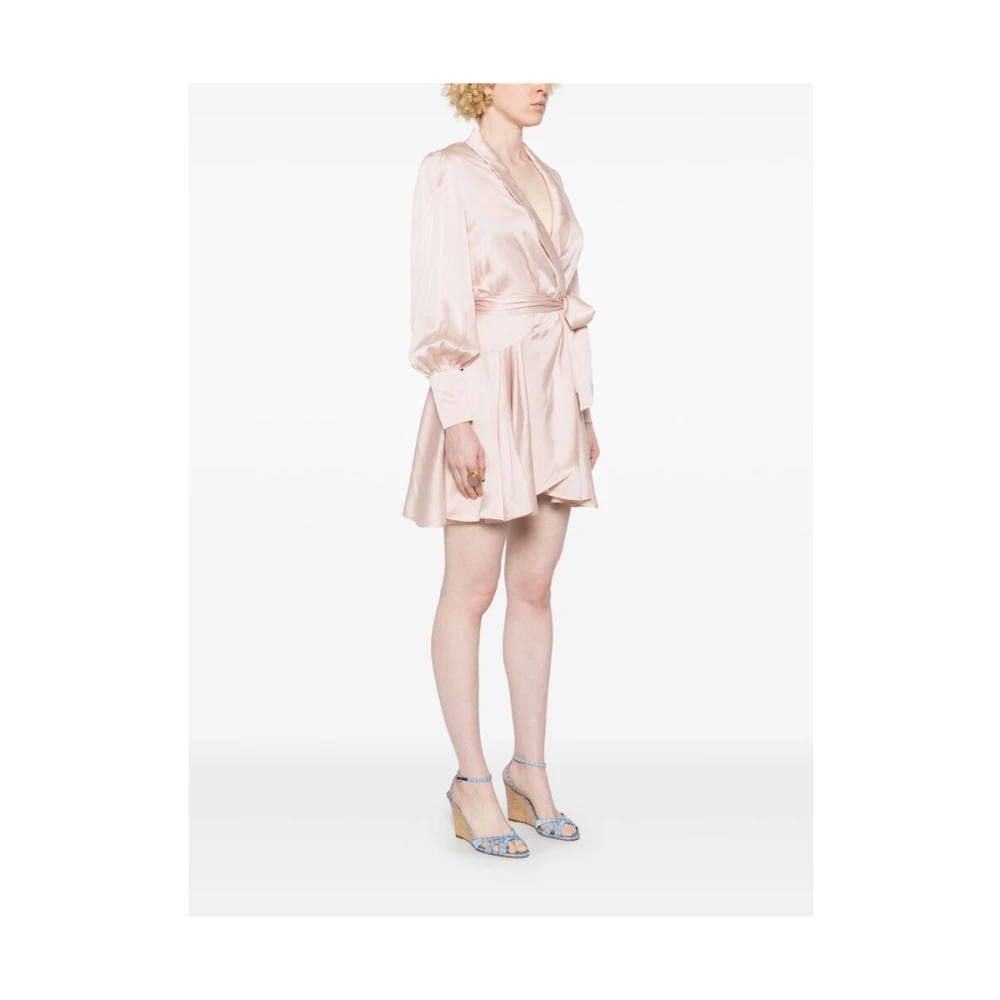 Zimmermann Roze V-hals Shawl Revers Jurk Pink Dames