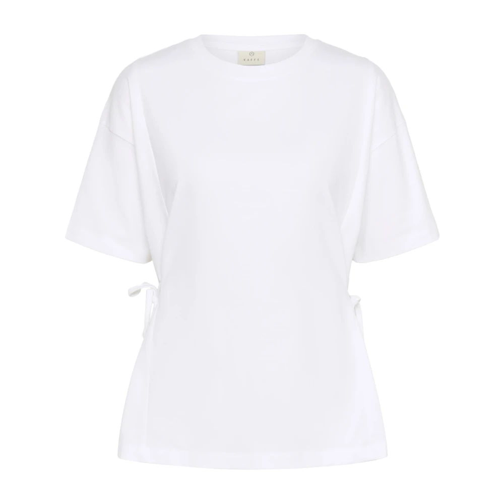 Kaffe Optisk Vit T-shirt med Sidoband White, Dam