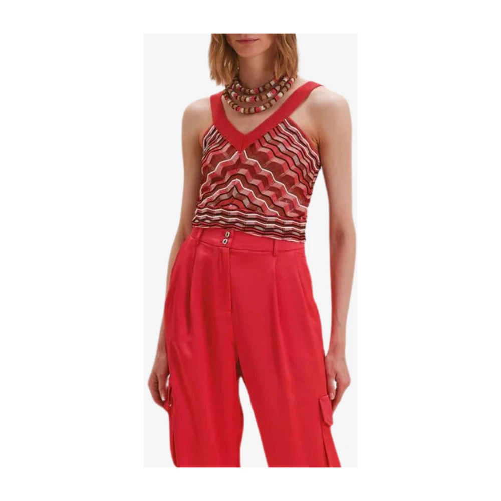 Nenette Gekleurde Gebreide Zigzag Top Red Dames
