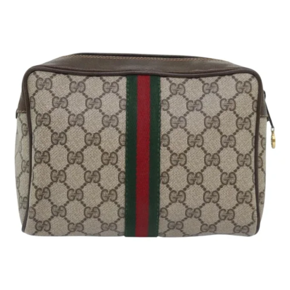 Gucci Vintage Pre-owned Leather clutches Beige Dames