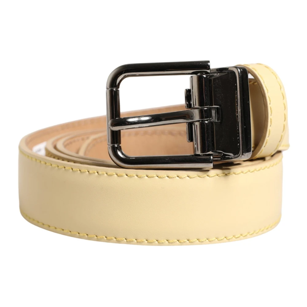 Dolce & Gabbana Uomo Giallo - Classic Leather Metal Buckle Belt - Accessories - One Size