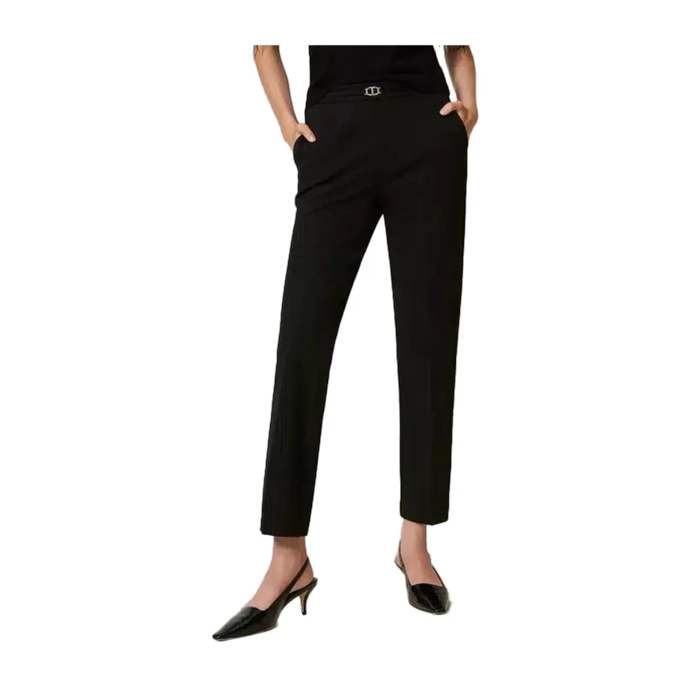 Twinset Polyester Straight Leg Pants Black Dames