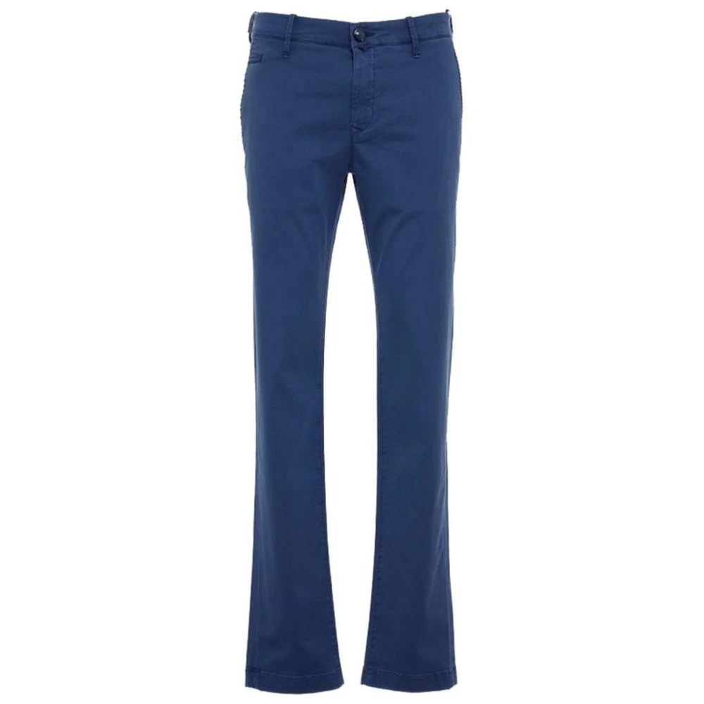 Jacob Cohën Blå Bomull Chino Byxor Slim Fit Blue, Herr