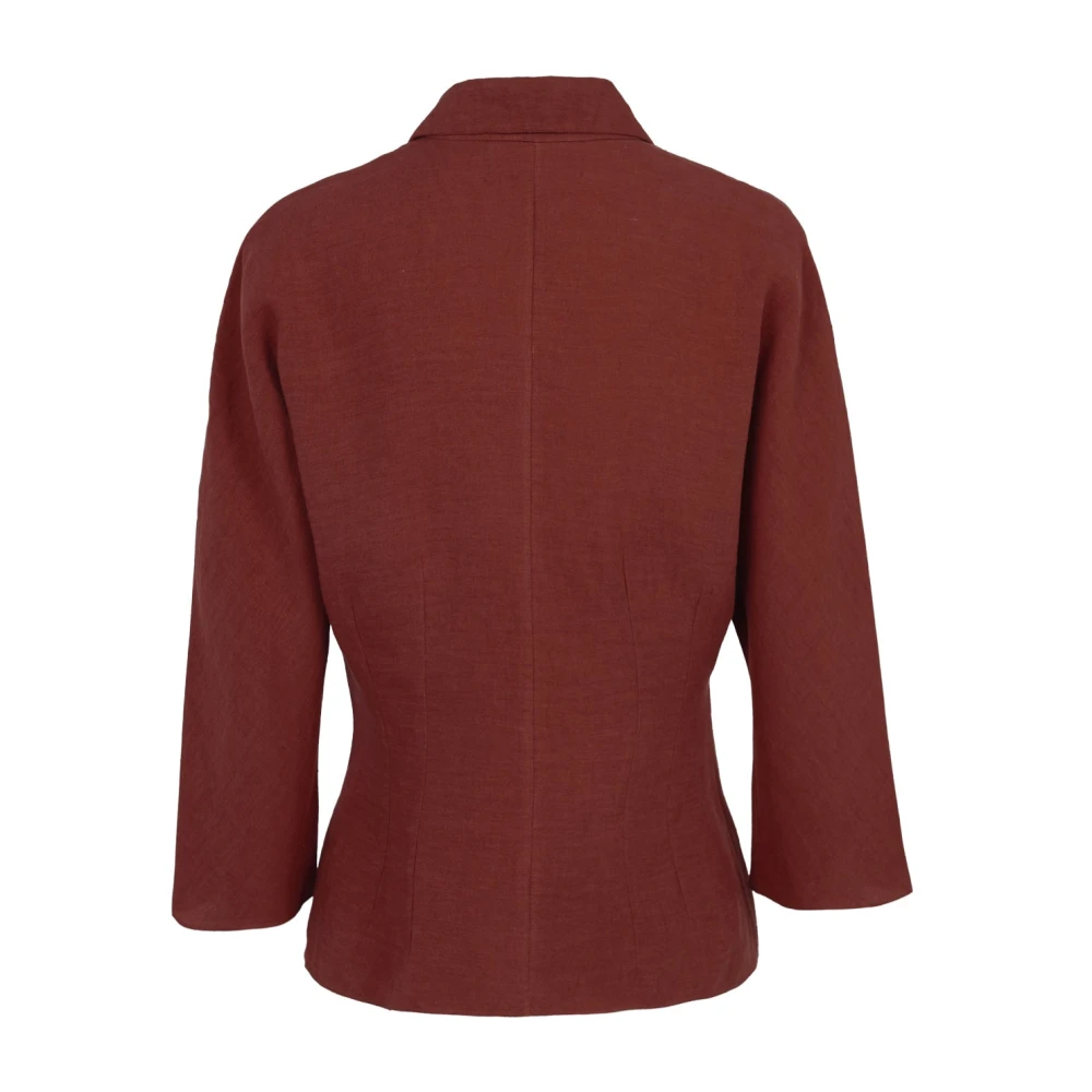 Cortana Rode Linnen Shirt Brown Dames