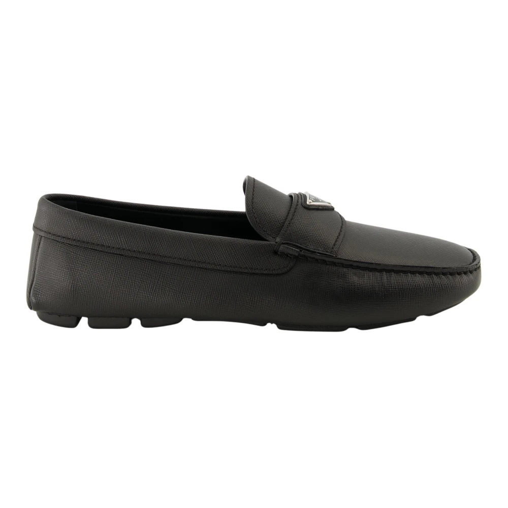 Prada Black Loafers, Male, 8 Uk, Saffiano Loafers