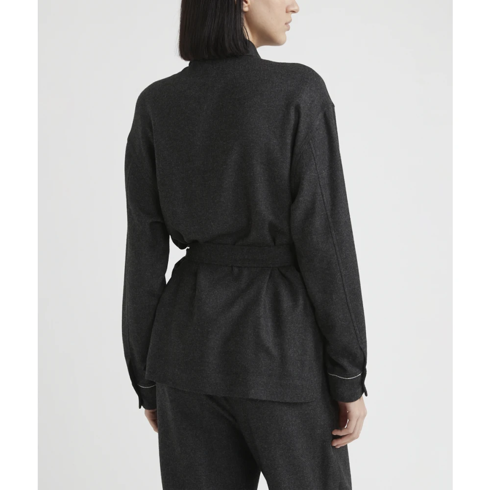 PESERICO Wol en viscose flanellen overhemd Gray Dames