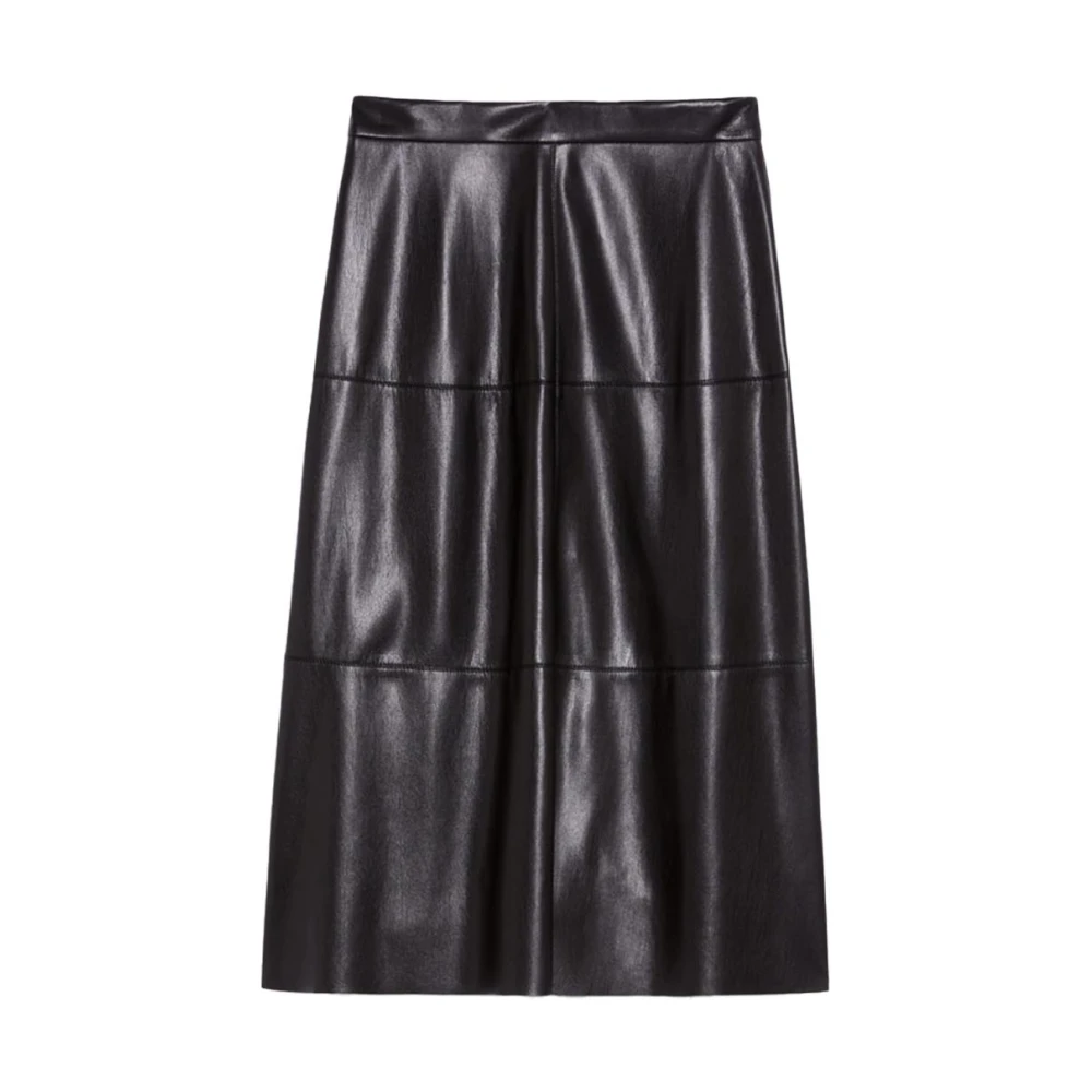 Pennyblack Midi Jersey Rok met Wijd Uitlopende Snit Black Dames