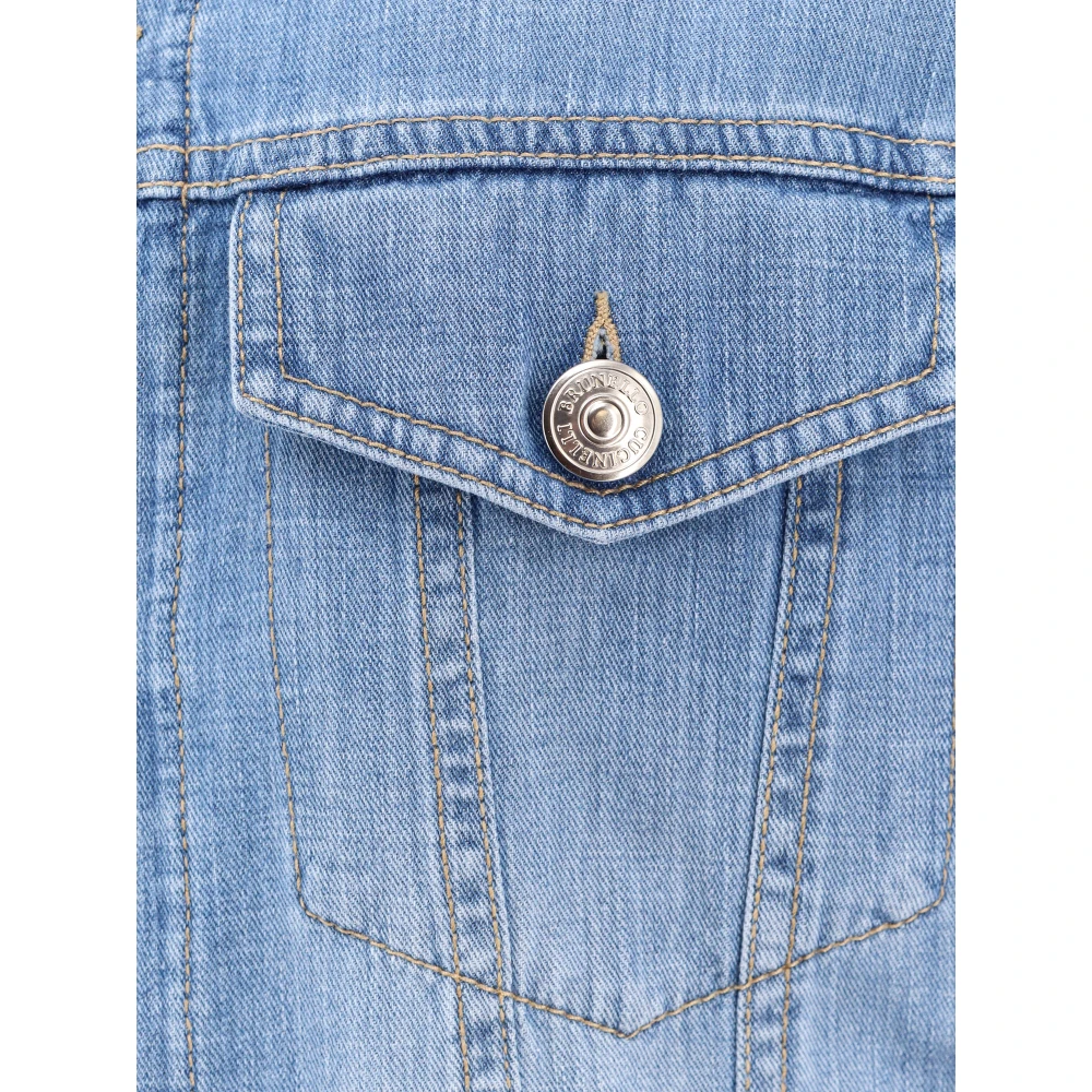 BRUNELLO CUCINELLI Denim jack met klassieke kraag Blue Heren