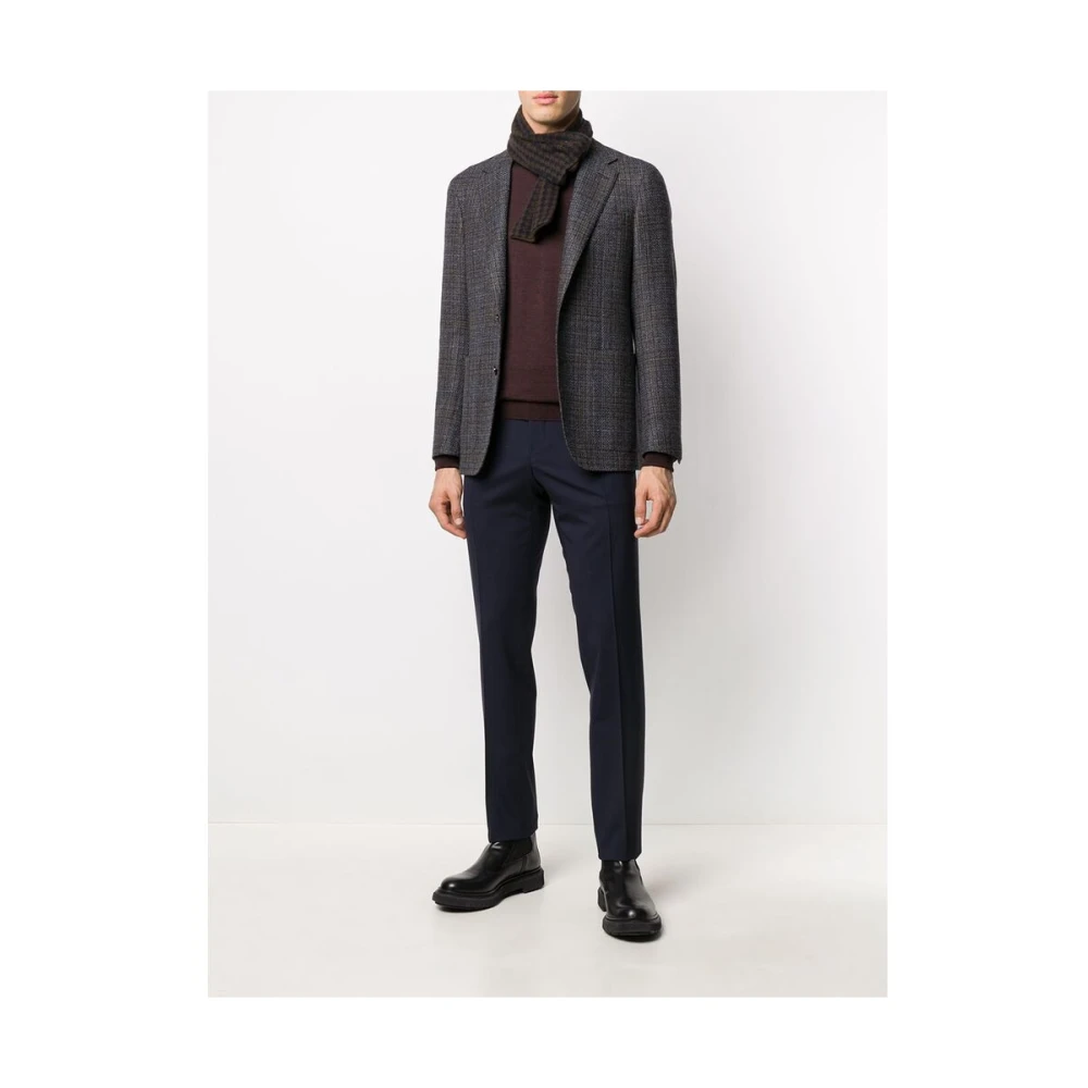 Canali Marineblauwe Slim-Fit Broek van Wolmix Blue Heren