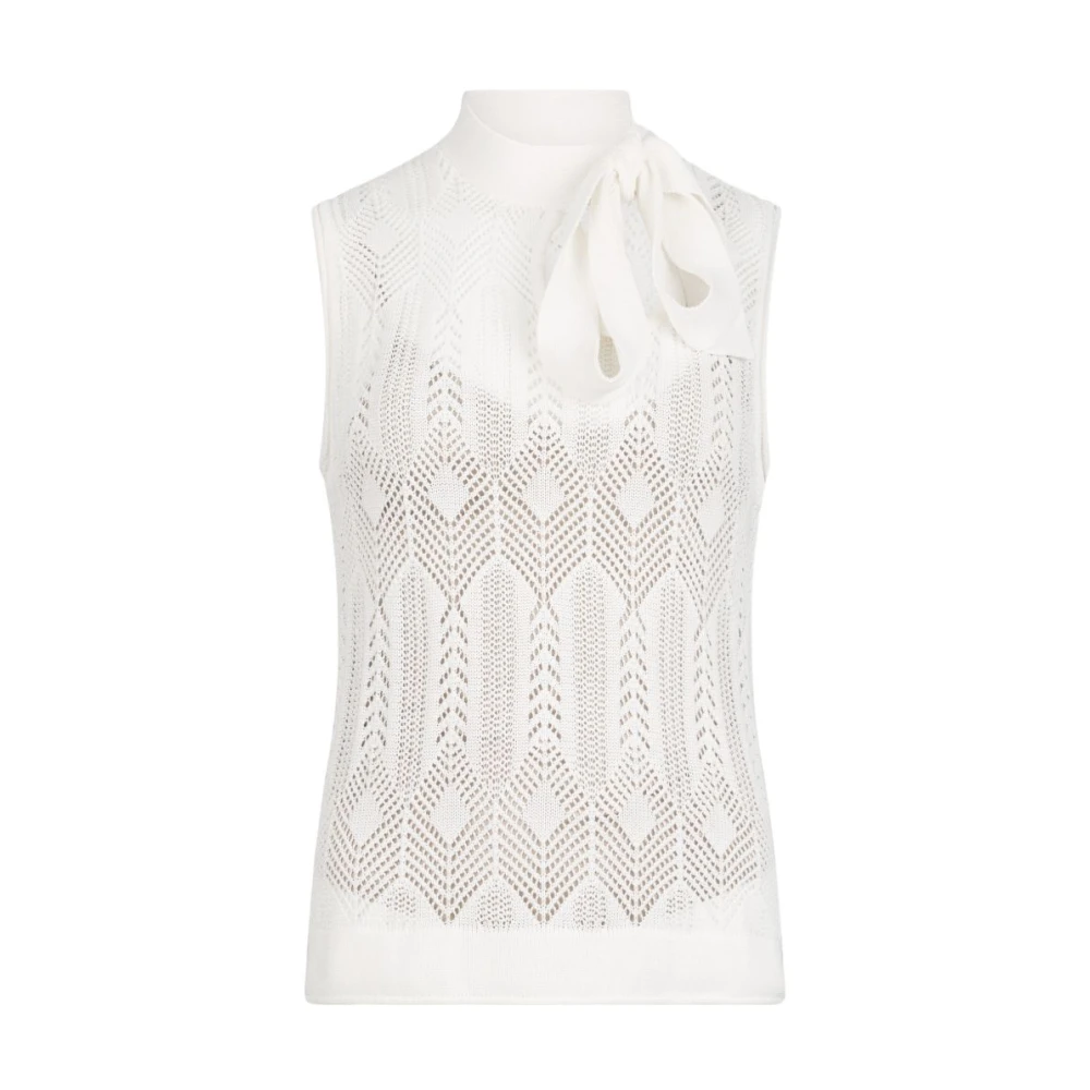 Liu Jo Donna Bianco - Cotton Crochet Sleeveless Top - Knitwear - M