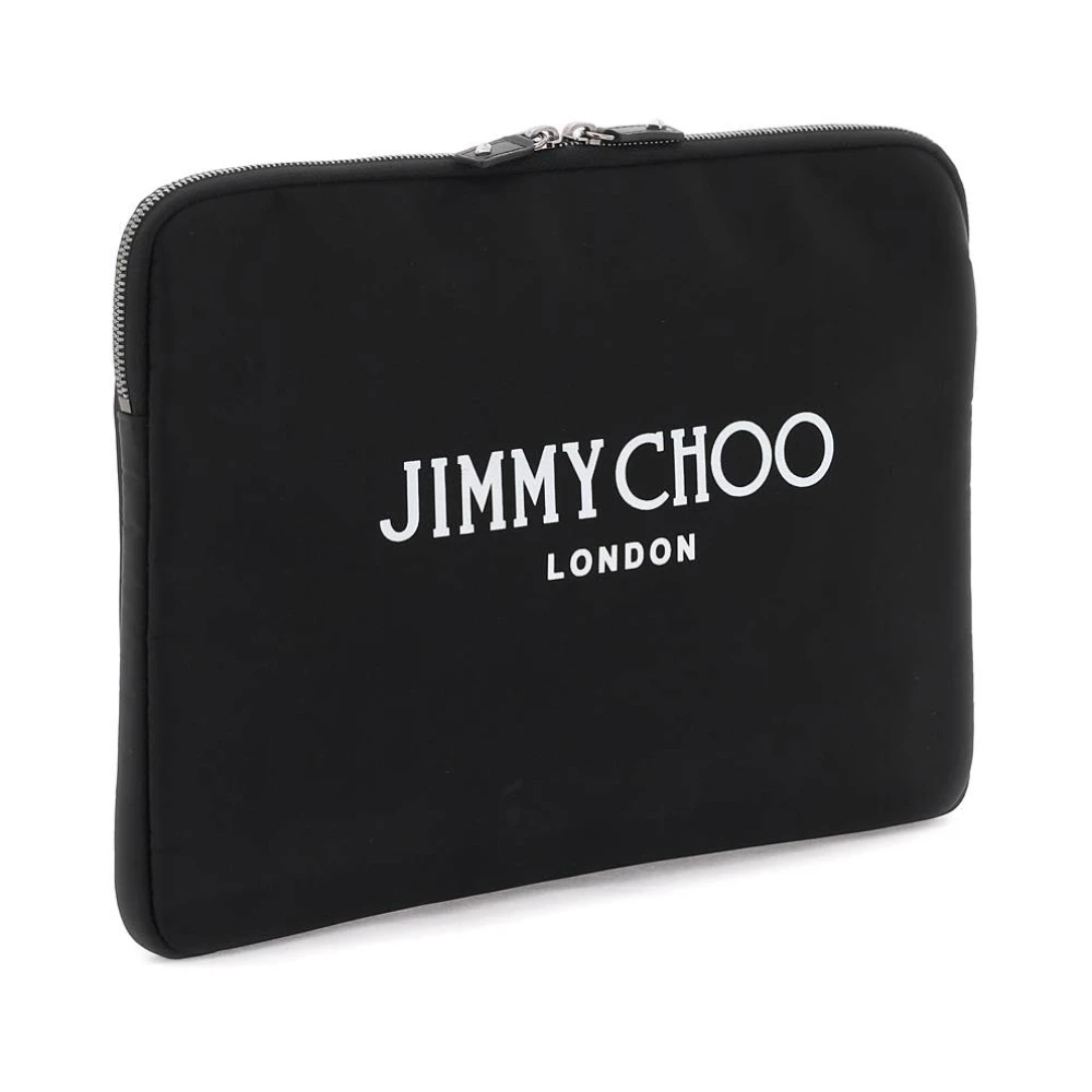 Jimmy Choo Logo Technische Stof Pouch Black Dames