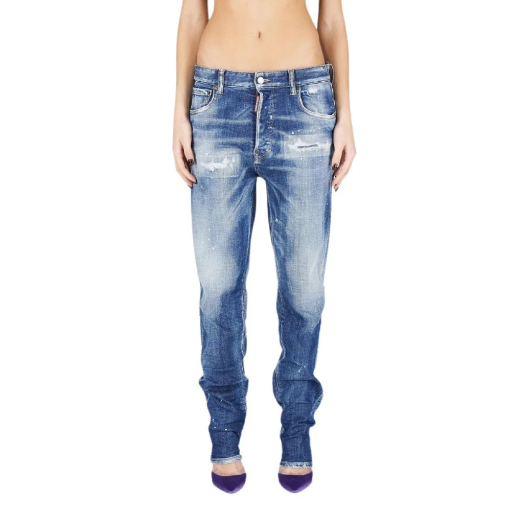 Dsquared2 Straight Jeans Model 642 Blue Dames