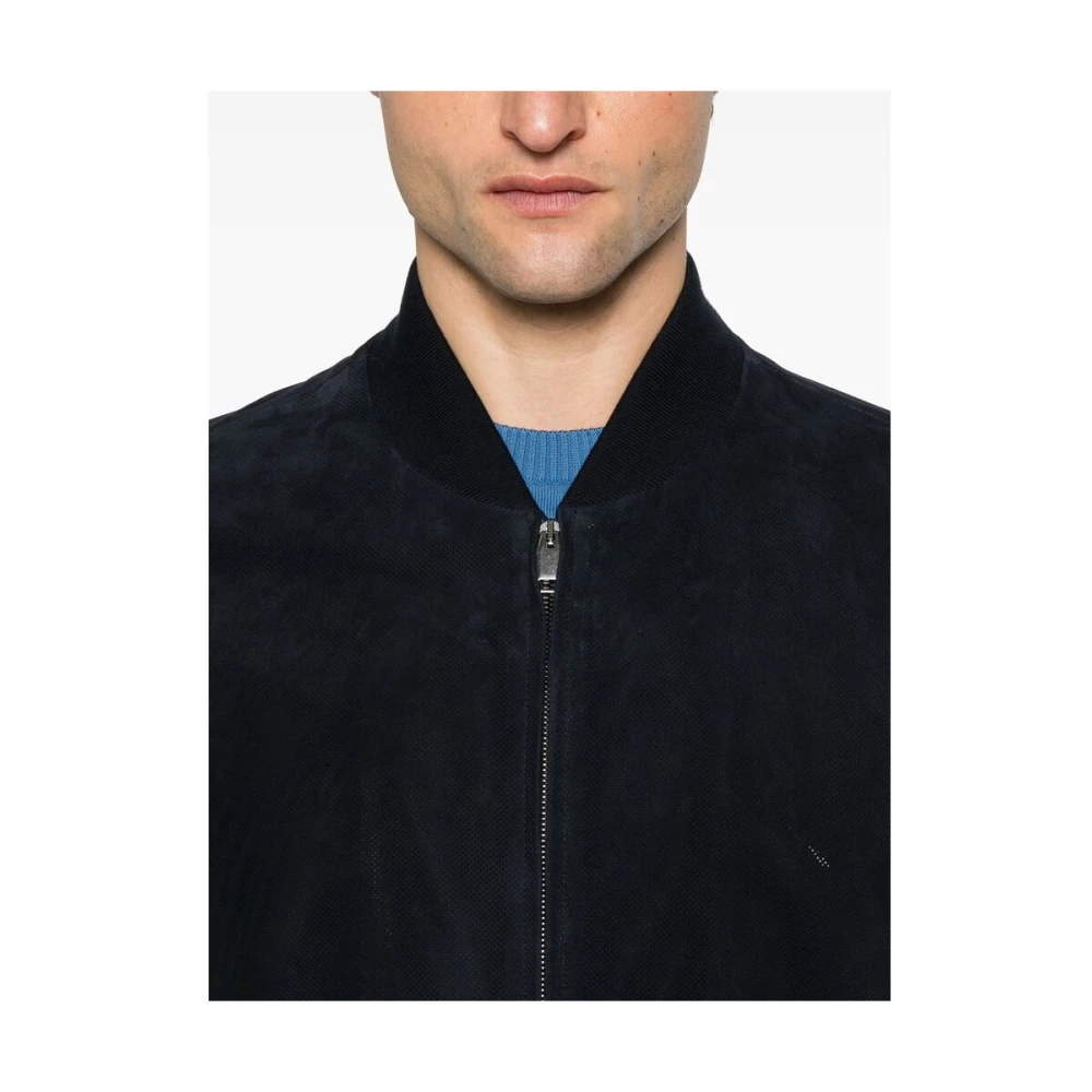 Brioni Navy Blauw Rits-Front Buitenkleding Blue Heren
