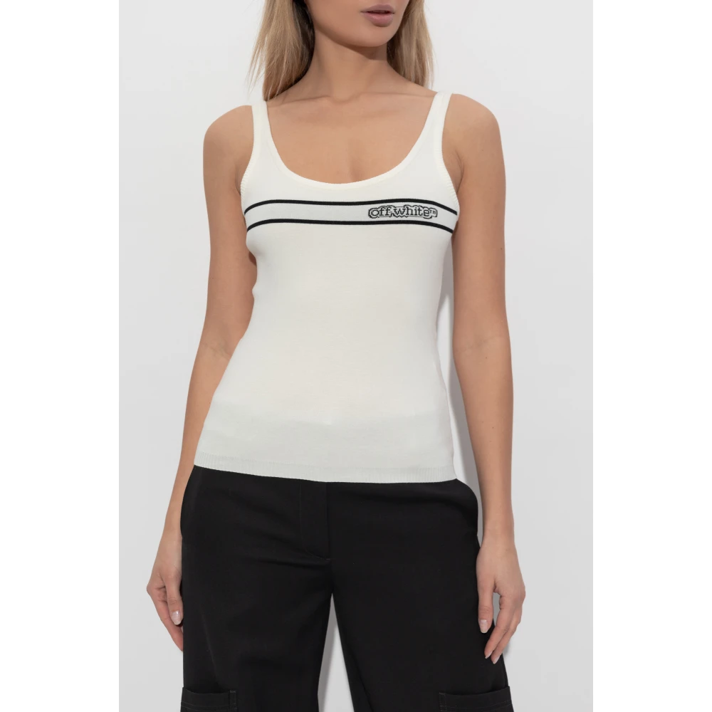 Off White Top met logo White Dames